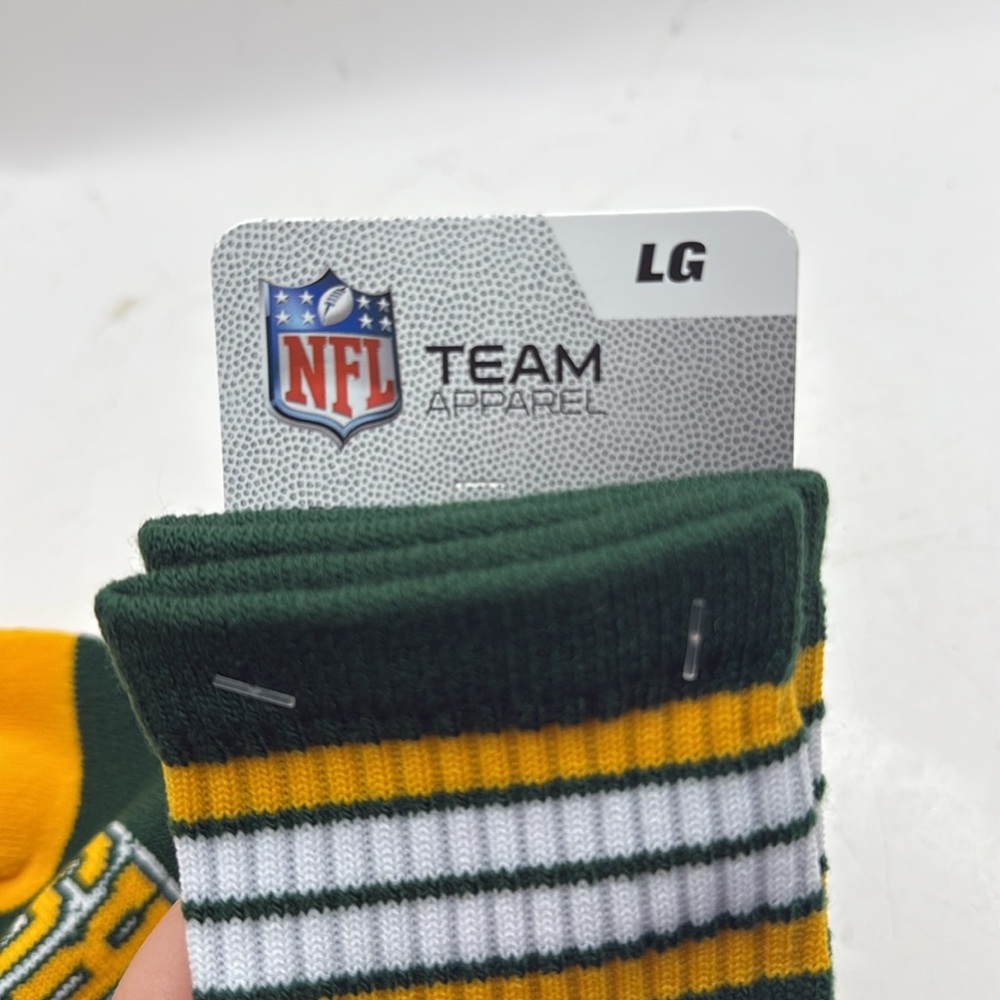 NWT NFL Green Bay Packers Tall Socks Green Gold Mens L 10 11 12 13 - Picture 2 of 5